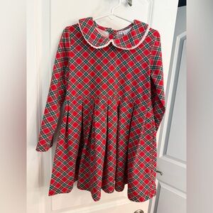 Rachel Riley Red and Green Plaid Dress with Peter Pan Collar - 5y